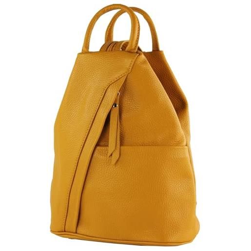 modamoda de - t180 - ital borsa da donna zaino in nappa, colore: giallo senape