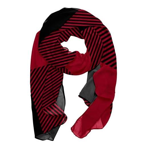 FVQL scialle per le donne sciarpa di seta collo, motivo scozzese rosso e nero, colore 11887, 71x29in/180x73cm