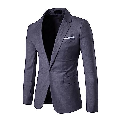 DUHGBNE giacca da uomo slim fit casual retrò quotidiano classico oxford fit blazer leggero multi tasca manica lunga elegante giacca camicia casual slim fit giacca blazer giacca, grigio scuro, s