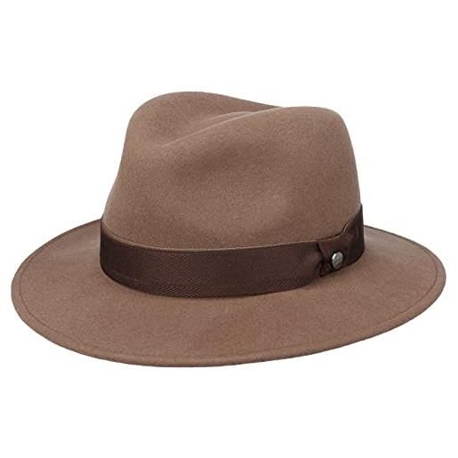LIERYS cappello in lana scottsbluff traveller uomo - made italy feltro di con nastro grosgrain autunno/inverno - xl (60-61 cm) marrone