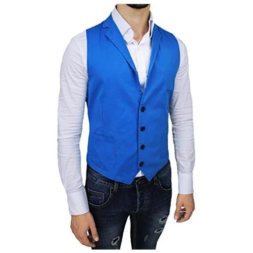 V. Trade smanicato gilet uomo sartoriale azzurro casual in cotone (l)