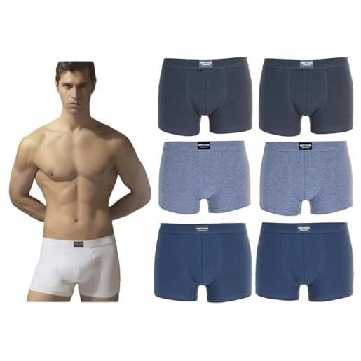 SWEET YEARS 6 boxer uomo con elastico interno loggato, realizzato in cotone elasticizzato, taglie e colori assortiti (xl, assortito: 2 grigio, 2 neri, 2 blu)