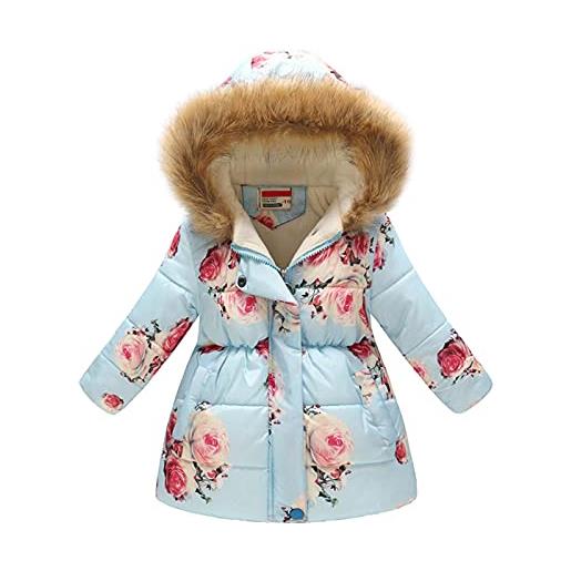 Dinnesis new maglione delle donne bambino bambini ragazze inverno spessore caldo con cappuccio antivento cappotto outwear giacca ragazze cappotto di lana, 1-azzurro, 8-9 anni