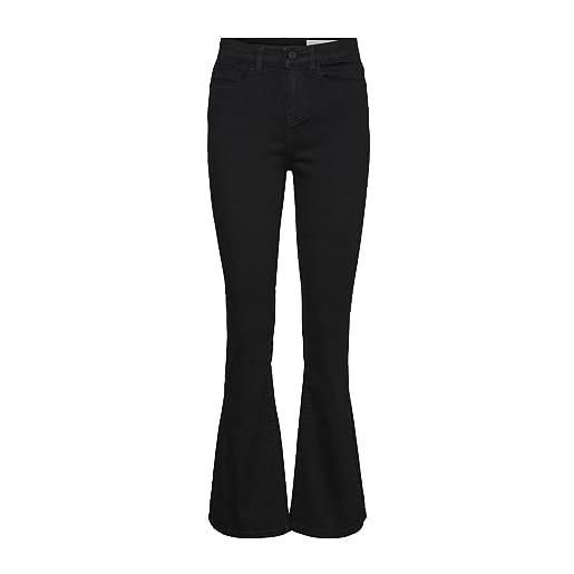 Noisy may nmsallie hw flare jeans vi023bl noos, black, 25/32 donna