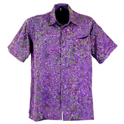 GURU SHOP guru-shop, camicia hippie, camicia hawaiana, camicia batik, lilla, sintetico, dimensione indumenti: xl, camicie