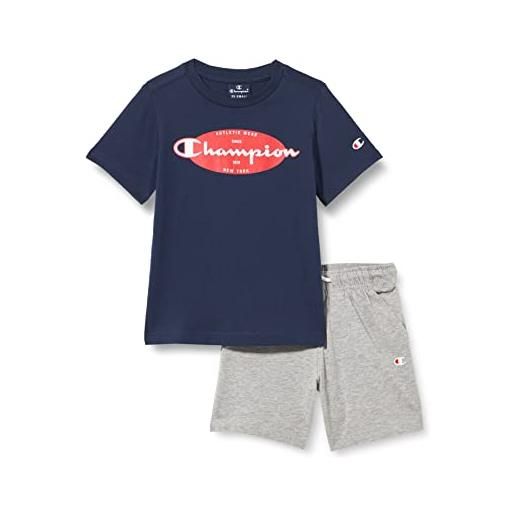 Champion legacy graphic shop c s/s t-shirt & shorts completo, (rosso/blu marino), 9-10 anni bambini e ragazzi
