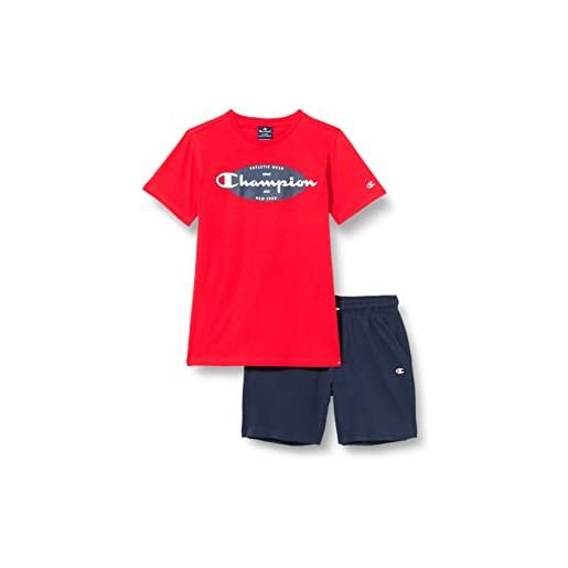 Champion legacy graphic shop c s/s t-shirt & shorts completo, (giallo ocra/blu marino), 15-16 anni bambini e ragazzi