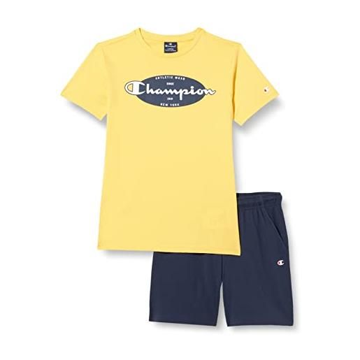 Champion legacy graphic shop c s/s t-shirt & shorts completo, (rosso/blu marino), 9-10 anni bambini e ragazzi