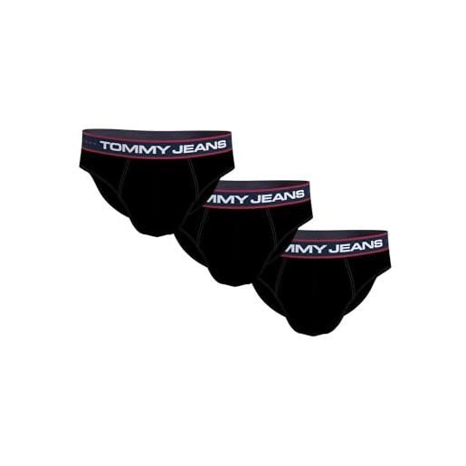 Tommy Hilfiger tommy jeans 3p brief um0um02970 slip, nero (black/black/black), xl uomo