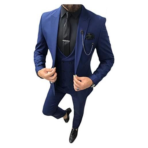 Botong uomini 3 pc regular fit abiti da sposa un pulsante sposo smoking abiti da ballo, blu, formato personalizzato