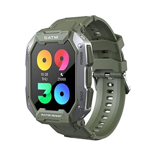 AMZSA smartwatch orologio fitness da uomo donna touch da 1,71 pollici con cardiofrequenzimetro, impermeabile ip68, con 24 modalità di orologio sportive tracker multisport compatibili per android ios