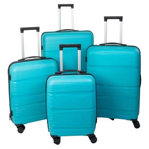 Pikla set 4 trolley - valigie da viaggio in abs con 6 varianti colore - ideali per ogni avventura!- verde acqua
