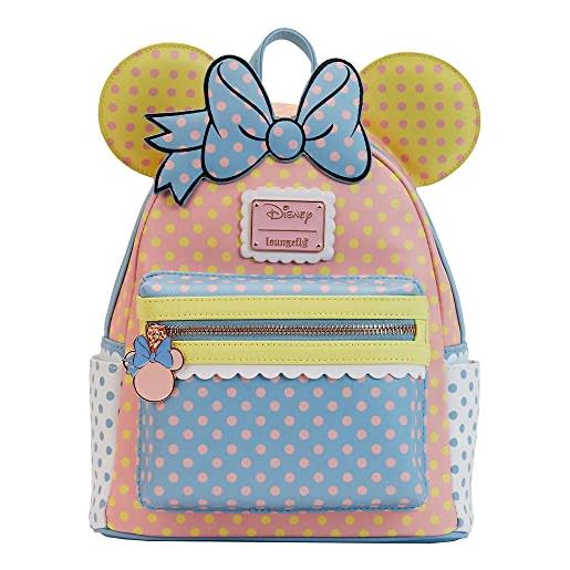 Loungefly disney minnie - mini zaino a pois pastello, multi, mini backpack