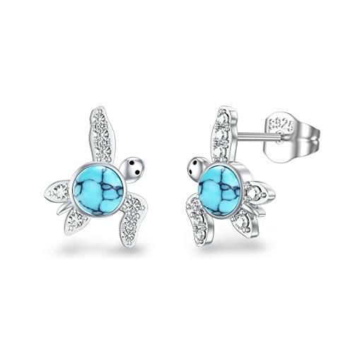 Waysles orecchini tartaruga marina per donna orecchini in argento sterling 925 con turchese blu orecchini pendenti con tartaruga pendenti gioielli regali per ragazze bambini