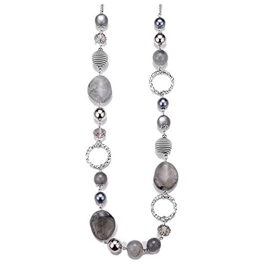 BULINLIN collana lunga da donna con perle in stile boho, in argento, per anniversario di matrimonio, gioiello alla moda, resina vetro perla