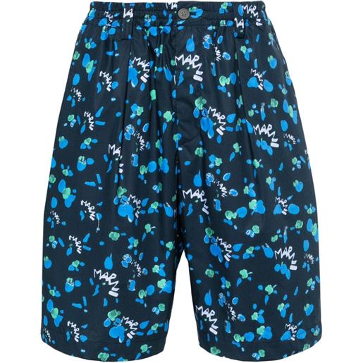 Marni shorts dripping con stampa astratta - blu