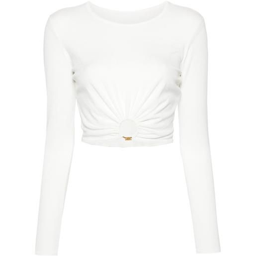 Elisabetta Franchi maglione crop con placca logo - bianco