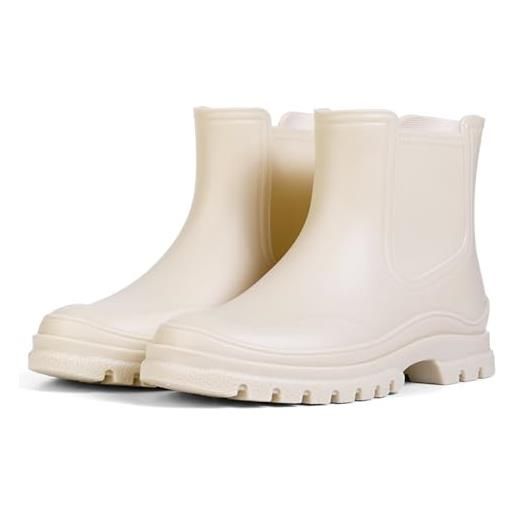Meik Mangni stivali pioggia donna antiscivolo stivali in gomma impermeabili stivaletto chelsea scarpe da giardinaggio comode shorty boots, khaki, dimensione: 39 eu