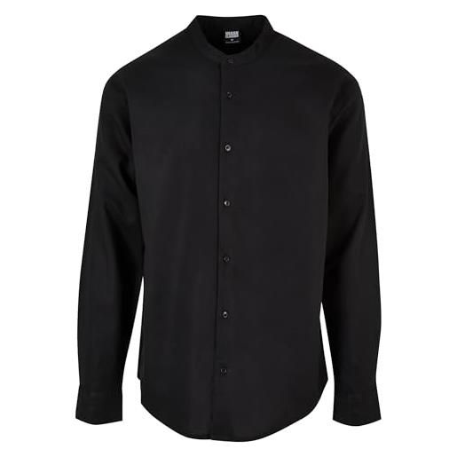 Urban Classics cotton linen stand up collar shirt camicia, nero, xxxl uomo