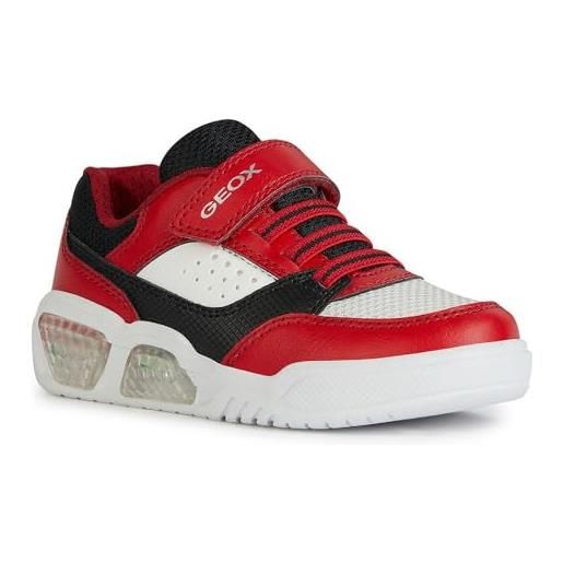 Geox j illuminus boy c, scarpe da ginnastica, rosso nero, 31 eu