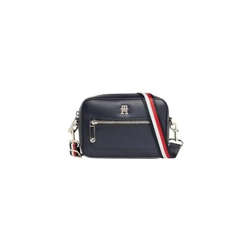 Tommy Hilfiger iconic tommy camera bag corp aw0aw15864, borse a tracolla donna, blu (space blue), os