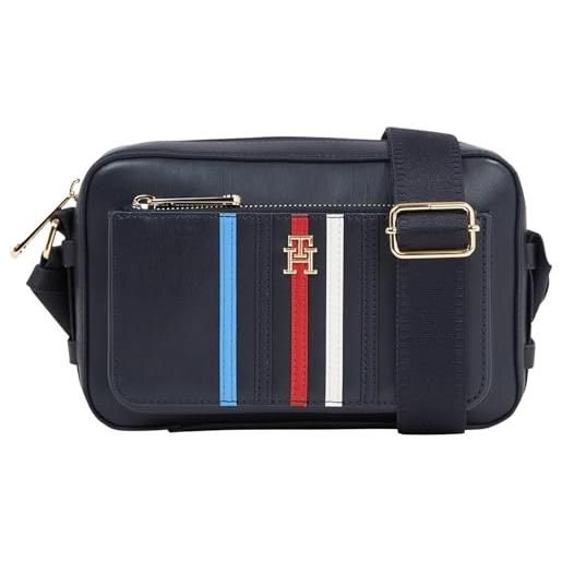 Tommy Hilfiger iconic tommy camera bag corp aw0aw16106, borse a tracolla donna, blu (space blue), os