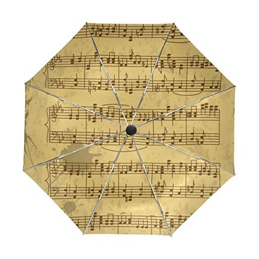 Alaza note di musica foglio d'epoca di viaggio umbrella auto allargare la protezione uv antivento leggero ombrello
