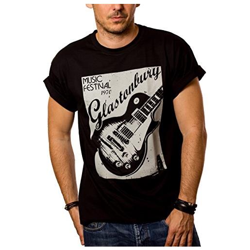 MAKAYA maglietta glastonbury - t-shirt musica rock band chitarra uomo nera xxxxxl