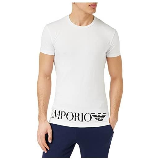 Emporio Armani maglietta da uomo shiny big logo t-shirt, bianco, s