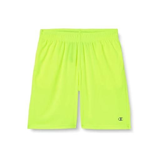 Champion athletic c-sport quick dry micromesh c-logo pantaloncini, giallo fluorescente, 11-12 anni bambino