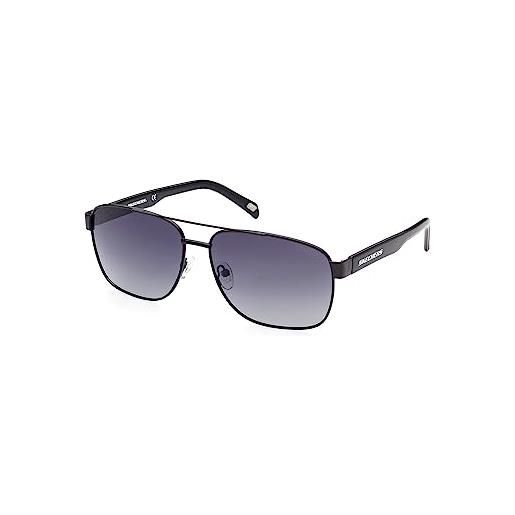 Skechers se6160 occhiali da sole uomo, occhiali da sole casual leggeri, forma lente navigator, lenti polarizzate fumo, antracite lucido