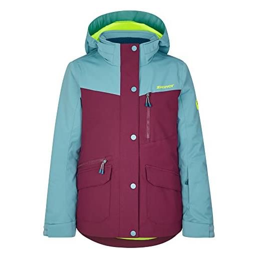 Ziener anoki giacca da sci, invernale, impermeabile, antivento, calda, viola prugna, 152 bambine e ragazze