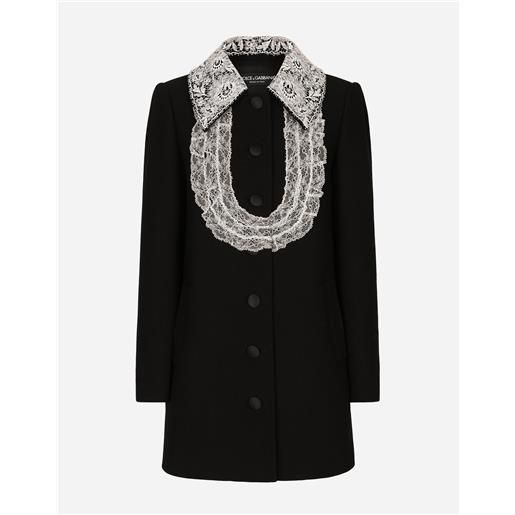 Dolce & Gabbana cappotto corto in lana con dettagli in pizzo