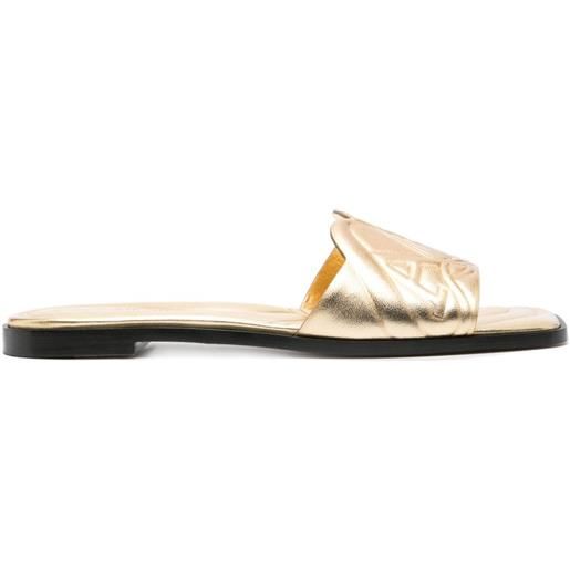Alexander McQueen sandali slides con logo goffrato - oro