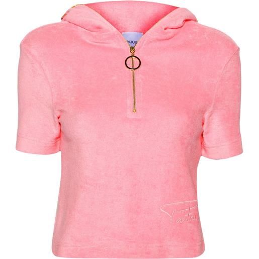 Patou polo con mezza zip - rosa