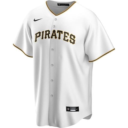 Nike pittsburgh pirates official replica home short sleeve v neck t-shirt bianco s uomo