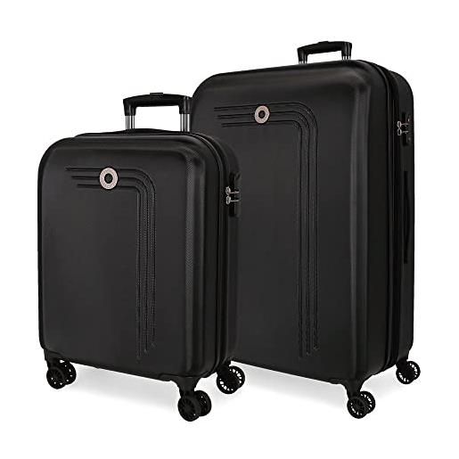 MOVOM riga set valigie nero 55/70 cms rigida abs chiusura a combinazione numerica 109l 4 doppie ruote bagaglio a mano