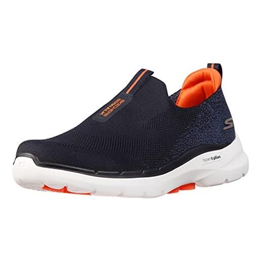 Skechers gowalk 6-scarpe da passeggio elasticizzate, uomo, blu navy/arancione, 8.5 x-wide