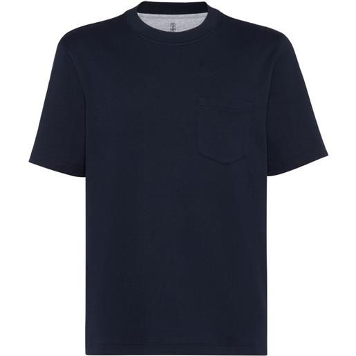 Brunello Cucinelli t-shirt a coste - blu