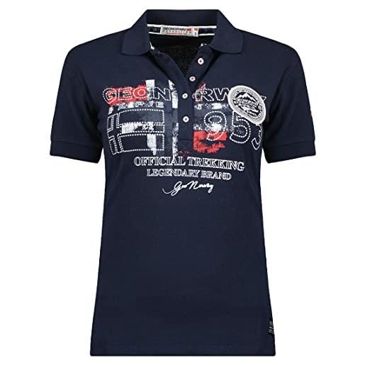 Geographical Norway kerry lady - polo classica donna - cotone a maniche corte casual button down polo shirt tops regular classic - abito ideale primavera estate (nero xl-taglia 4)