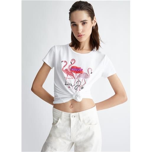 LIU JO t-shirt donna bco flamingo lj