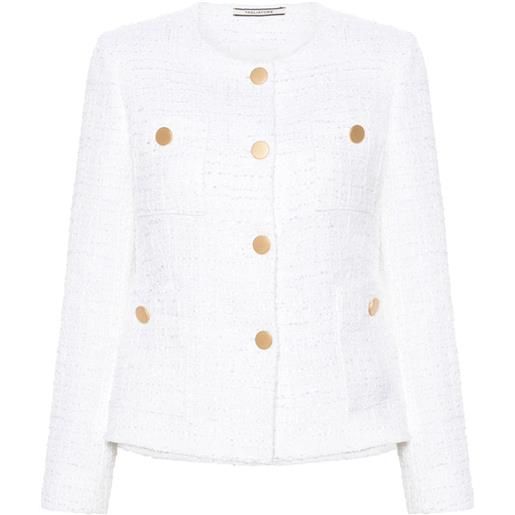 Tagliatore giacca girocollo in tweed - bianco