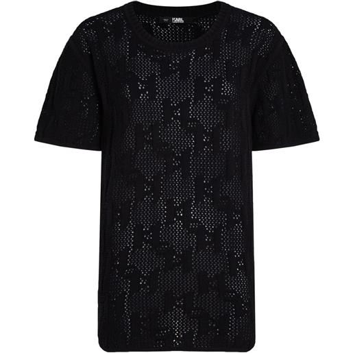 Karl Lagerfeld t-shirt con monogramma jacquard - nero