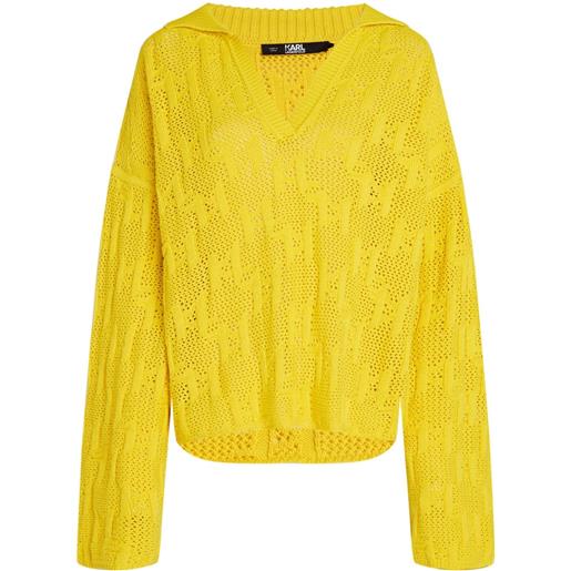 Karl Lagerfeld maglione con monogramma jacquard - giallo