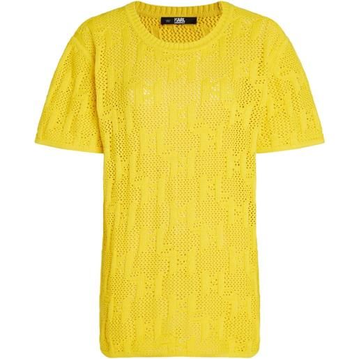 Karl Lagerfeld t-shirt con monogramma jacquard - giallo
