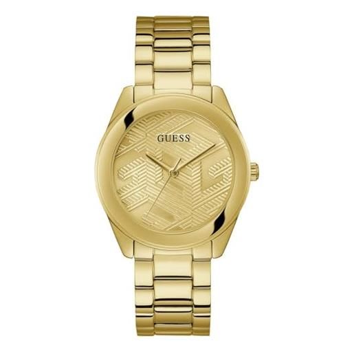 GUESS orologio analogico da donna con quadrante rotondo in acciaio inossidabile color champagne, gw0606l2, oro, onesize, classico