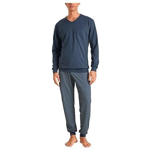 Calida relax imprint set di pigiama, saragossa blue, 54 uomo