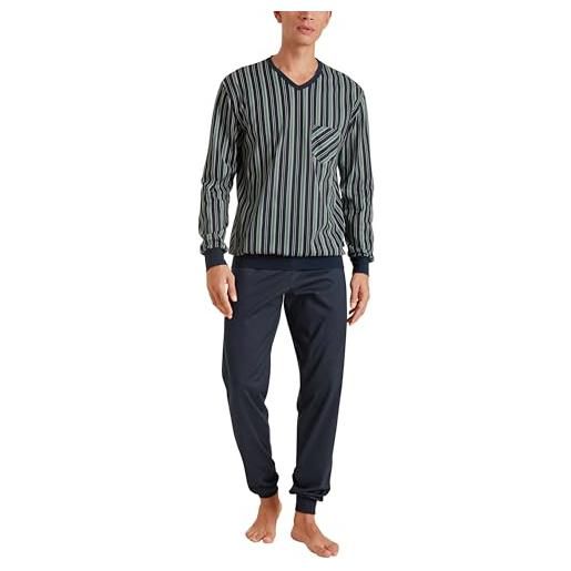 Calida relax imprint set di pigiama, opaco, dark glen, 52-54 uomo