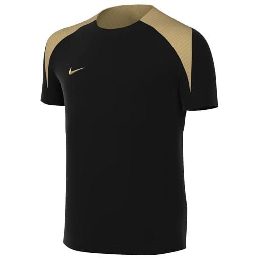Nike k nk df strk24 ss top k, black/black/jersey gold/metallic gold, 8-9 anni unisex-bambini e ragazzi