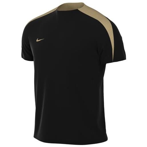 Nike m nk df strk top ss, black/black/jersey gold/metallic gold, m uomo